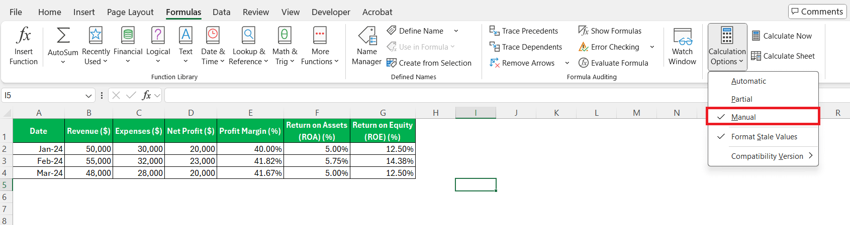 Stale Value Formatting