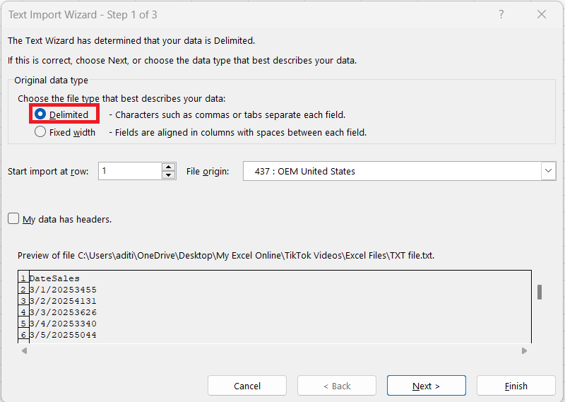 Excel TXT