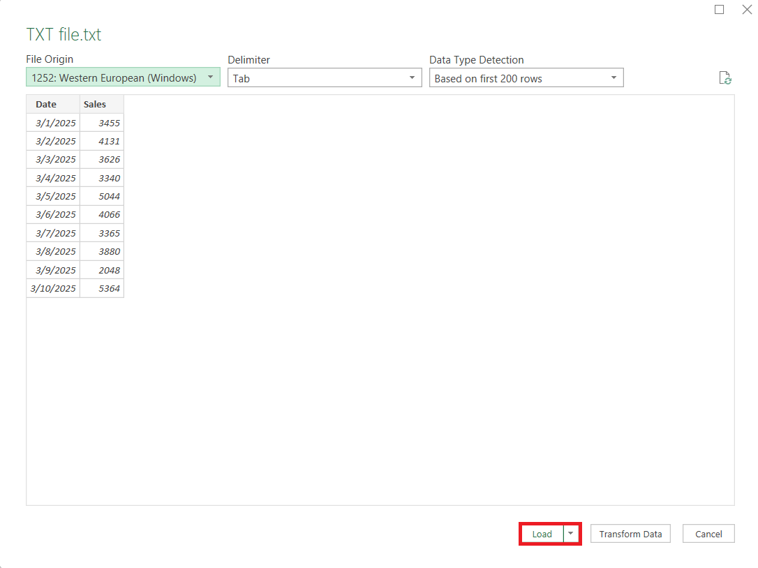 Excel TXT