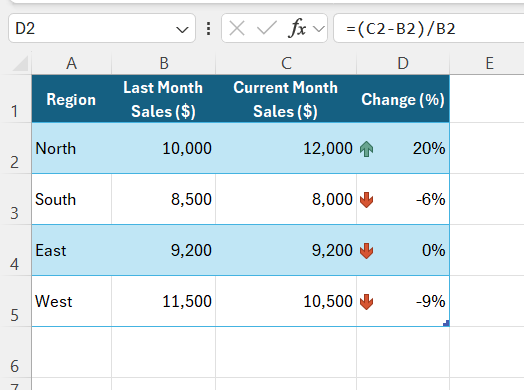 Add Arrows in Excel